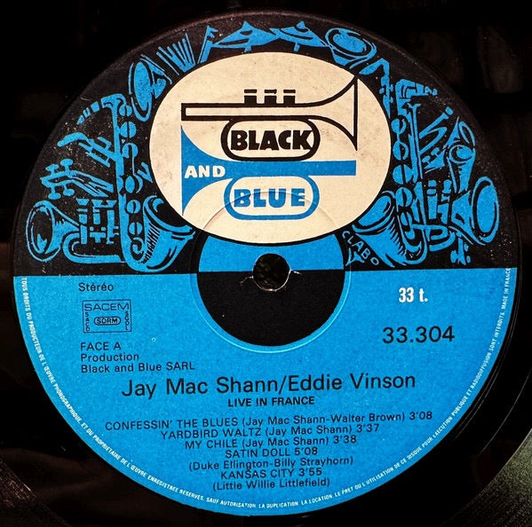 Jay McShann and Eddie “Cleanhead” Vinson – Live in France (Vinyl LP, Black and Blue, 1984) – EX / EX