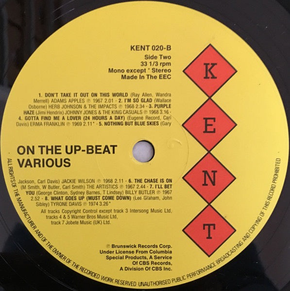 Various Artists – Up on the Beat (Vinyl LP, Kent Records, 1984) – EX / VG