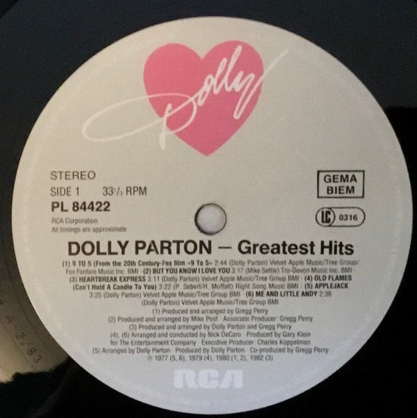 Dolly Parton – Greatest Hits (Vinyl LP, RCA Records, 1983) – EX / EX