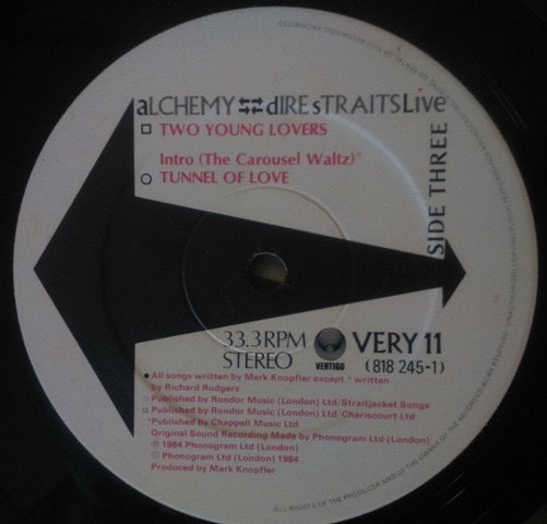 Dire Straits – Alchemy: Dire Straits Live (2× Vinyl LP, Gatefold, Vertigo, 1984) – EX / EX