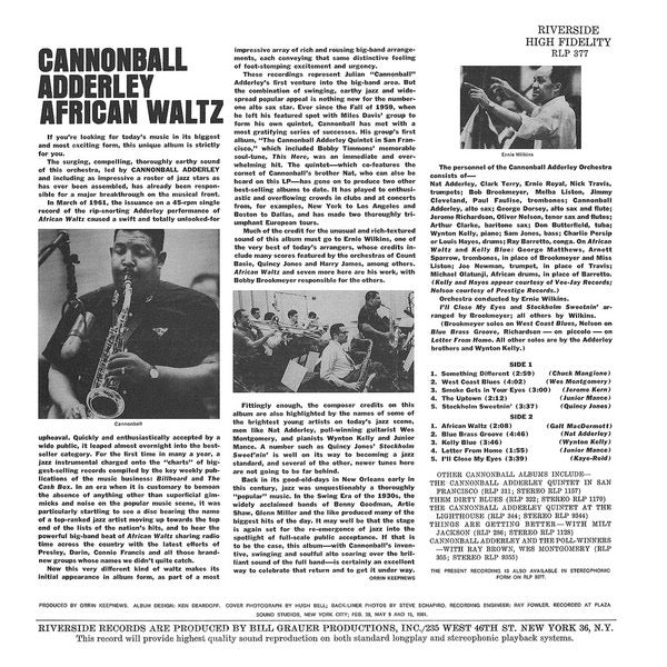 Cannonball Adderley and His Orchestra – African Waltz (Vinyl LP, Original Jazz Classics) – Near Mint