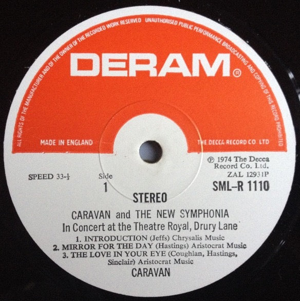 Caravan – Caravan & The New Symphonia (Vinyl LP, Deram, 1974) – EX / EX
