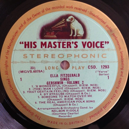 Ella Fitzgerald – Sings the George & Ira Gershwin Song Book, Vol. Two (Vinyl LP, His Master’s Voice, 1959) –VG+/EX