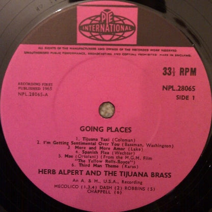 Herb Alpert and the Tijuana Brass - !Going Places! (Vinyl LP, Pye Records 1965) - VG+/EX