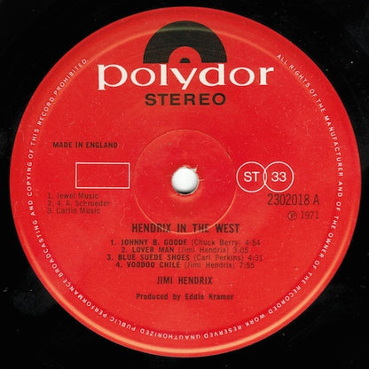 Jimi Hendrix – Hendrix in the West (Vinyl LP, Polydor, 1974) – EX / EX