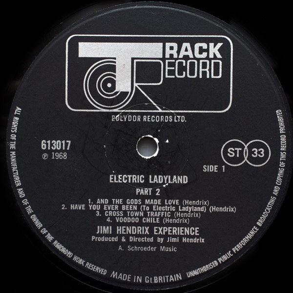 The Jimi Hendrix Experience – Electric Ladyland Part 2 (Vinyl LP, Track Records, 1969) – EX / EX
