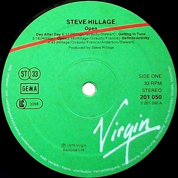 Steve Hillage – Open (Vinyl LP, Virgin Records, 1979) – EX / EX
