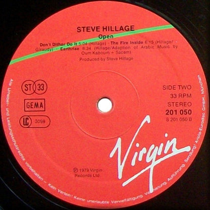 Steve Hillage – Open (Vinyl LP, Virgin Records, 1979) – EX / EX