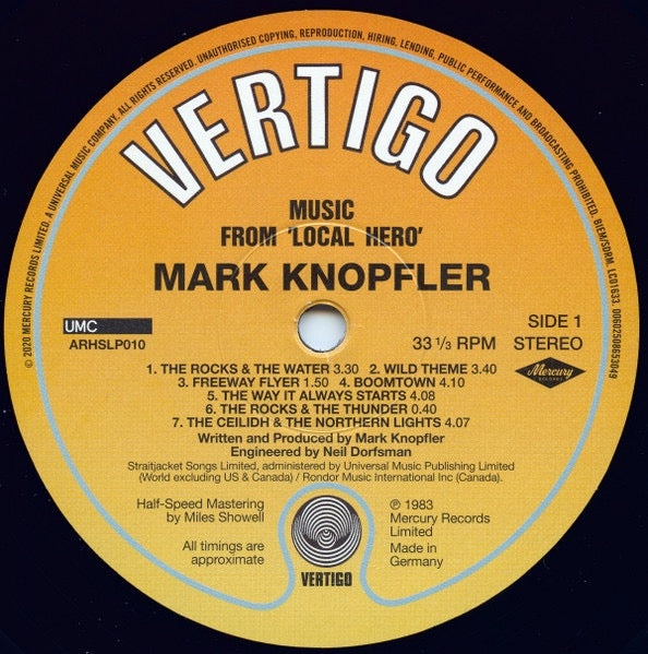 Mark Knopfler – Local Hero (Music from the Film) (Vinyl LP, Mercury / Vertigo Records, 2020 Reissue) – Mint / Sealed