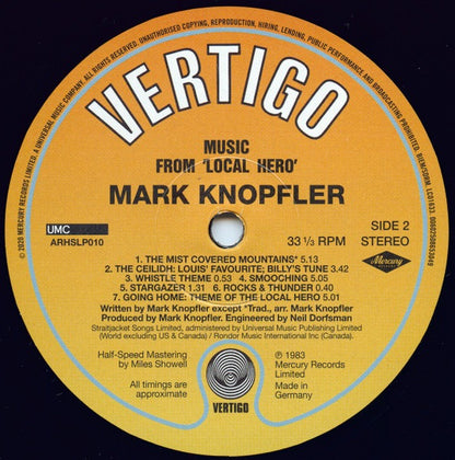 Mark Knopfler – Local Hero (Music from the Film) (Vinyl LP, Mercury / Vertigo Records, 2020 Reissue) – Mint / Sealed
