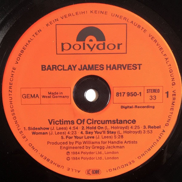 Barclay James Harvest – Victims of Circumstance (Vinyl LP, Polydor, 1984) – EX / EX