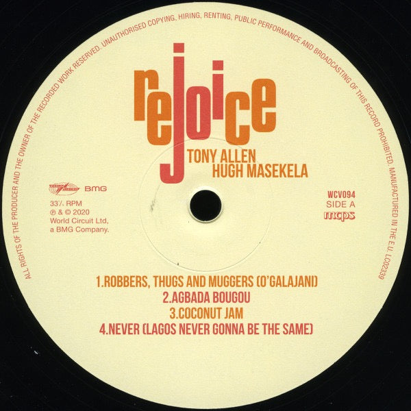 Tony Allen & Hugh Masekela – Rejoice (180g Vinyl LP, World Circuit Records, 2020) – Mint / Sealed