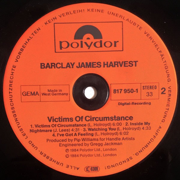 Barclay James Harvest – Victims of Circumstance (Vinyl LP, Polydor, 1984) – EX / EX