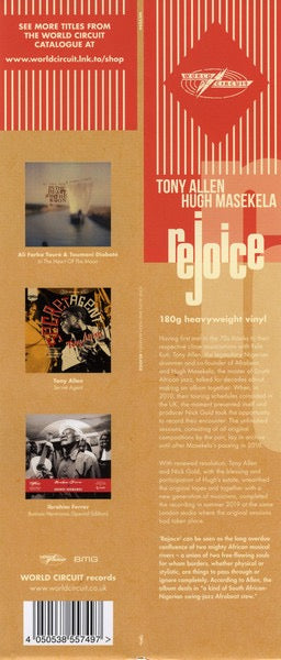 Tony Allen & Hugh Masekela – Rejoice (180g Vinyl LP, World Circuit Records, 2020) – Mint / Sealed
