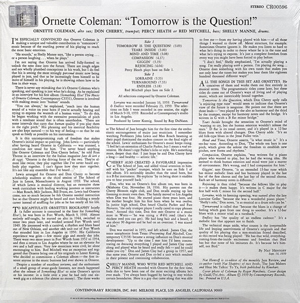 Ornette Coleman – Tomorrow Is the Question! (Vinyl LP, Craft Recordings, 2021 Reissue) – Mint / Sealed