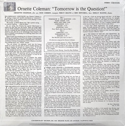 Ornette Coleman – Tomorrow Is the Question! (Vinyl LP, Craft Recordings, 2021 Reissue) – Mint / Sealed