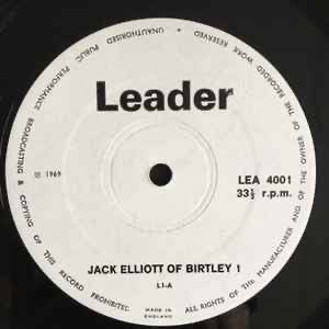 Jack Eliot of Birtley - Songs of a `Durham Miner (Vinyl LP, Leader, 1969) - EX / EX
