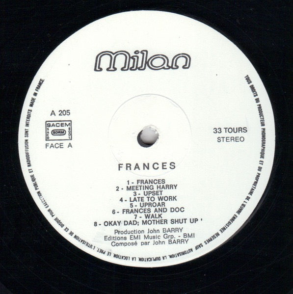 John Barry - Frances (Original Motion Picture Soundtrack) (Vinyl LP, Southern Cross Records, 1983) - Ex / Ex