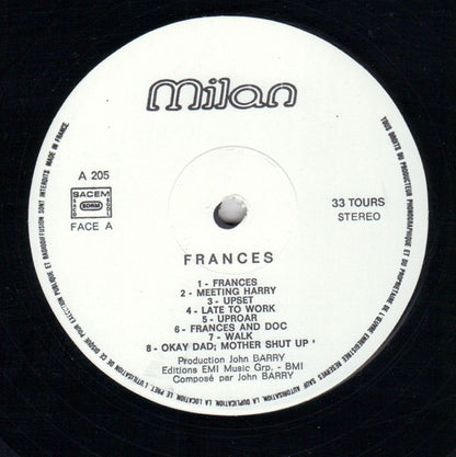 John Barry - Frances (Original Motion Picture Soundtrack) (Vinyl LP, Southern Cross Records, 1983) - Ex / Ex