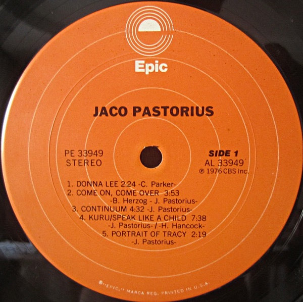 Jaco Pastorius LP Epic 1976 USA press Near Mint vinyl