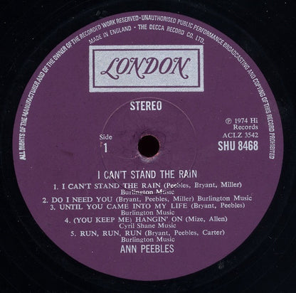 Ann Peebles – I Can't Stand the Rain (Vinyl LP, London Records, 1974) – EX / NM