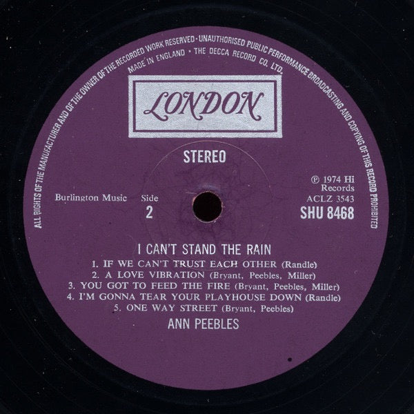 Ann Peebles – I Can't Stand the Rain (Vinyl LP, London Records, 1974) – EX / NM