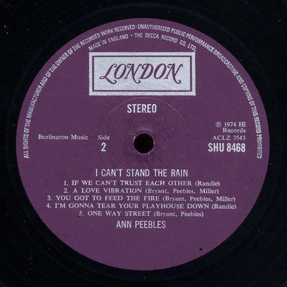 Ann Peebles – I Can't Stand the Rain (Vinyl LP, London Records, 1974) – EX / NM