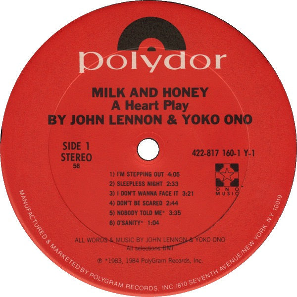 John Lennon & Yoko Ono – Milk and Honey (Vinyl LP, Polydor, 1984) – EX / NM