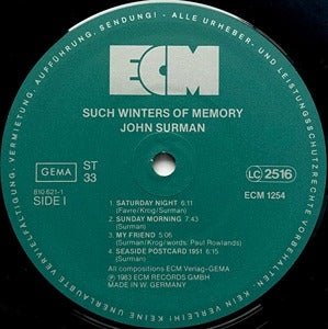 John Surman Such Winters of Memory LP ECXM 1983 EX/NM