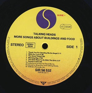 Talking Heads More Songs about Buildings and Food LP Sire Mint/Sealed vinyl