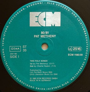 Pat Metheny 80/81 2-LP ECM Near Mint vinyl