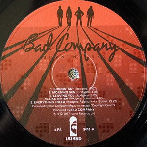 Bad Company Burnin' Sky LP Island EX/NM